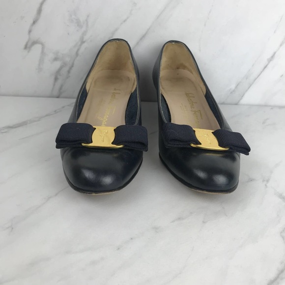 Salvatore Ferragamo Varina Flat Navy Blue Size 4B - Picture 6 of 11